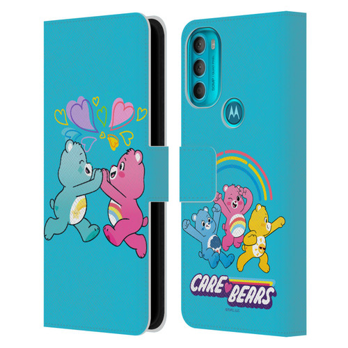 Care Bears Characters Funshine, Cheer And Grumpy Group 2 Leather Book Wallet Case Cover For Motorola Moto G71 5G
