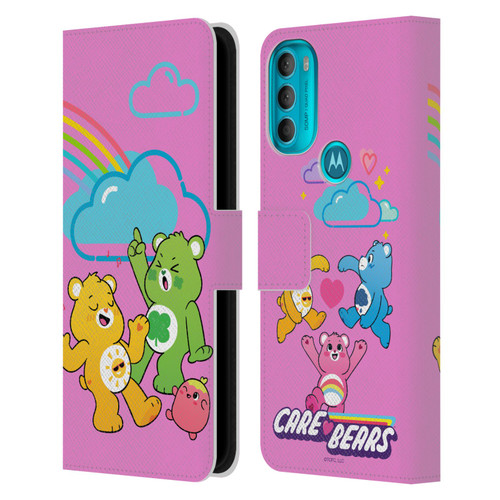 Care Bears Characters Funshine, Cheer And Grumpy Group Leather Book Wallet Case Cover For Motorola Moto G71 5G