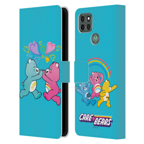 Care Bears Characters Funshine, Cheer And Grumpy Group 2 Leather Book Wallet Case Cover For Motorola Moto G9 Power