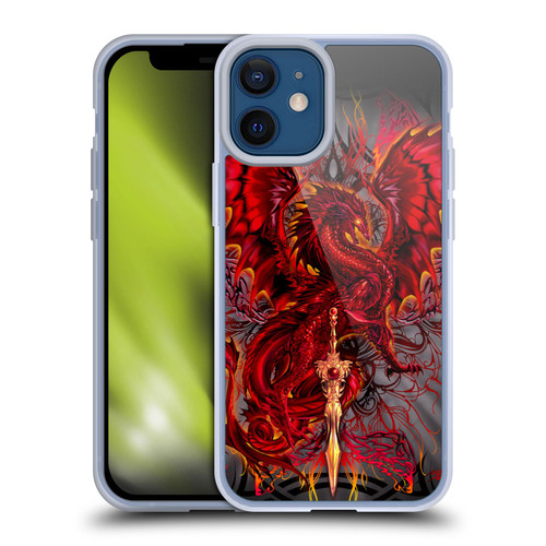 Ruth Thompson Art Red Tribal Dragon With Sword Soft Gel Case for Apple iPhone 12 Mini