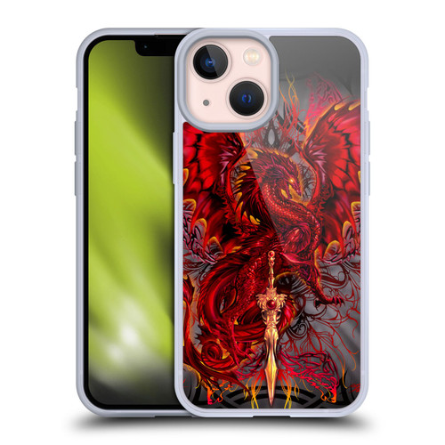 Ruth Thompson Art Red Tribal Dragon With Sword Soft Gel Case for Apple iPhone 13 Mini
