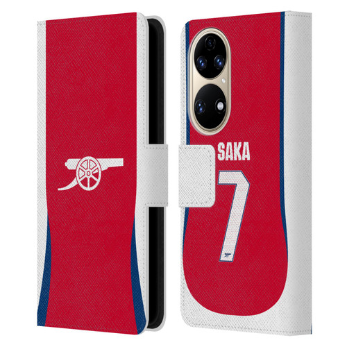Arsenal FC 2024/25 Players Home Kit Bukayo Saka Leather Book Wallet Case Cover For Huawei P50