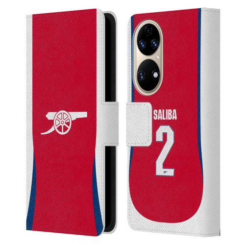 Arsenal FC 2024/25 Players Home Kit William Saliba Leather Book Wallet Case Cover For Huawei P50