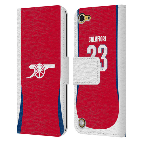 Arsenal FC 2024/25 Players Home Kit Riccardo Calafiori Leather Book Wallet Case Cover For Apple iPod Touch 5G 5th Gen