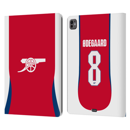Arsenal FC 2024/25 Players Home Kit Martin Ødegaard Leather Book Wallet Case Cover For Apple iPad Pro 13 M4 2024