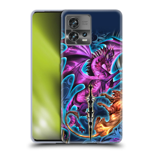 Ruth Thompson Art Purple Dragon, Sword & Lion Soft Gel Case for Motorola Moto Edge 30 Fusion