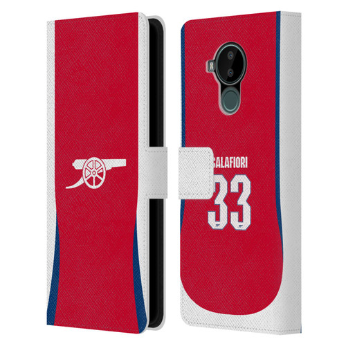 Arsenal FC 2024/25 Players Home Kit Riccardo Calafiori Leather Book Wallet Case Cover For Nokia C30