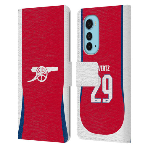 Arsenal FC 2024/25 Players Home Kit Kai Havertz Leather Book Wallet Case Cover For Motorola Edge (2022)
