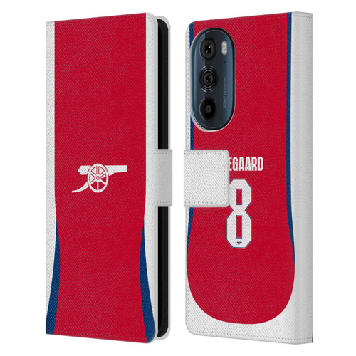 Arsenal FC 2024/25 Players Home Kit Martin Ødegaard Leather Book Wallet Case Cover For Motorola Edge 30