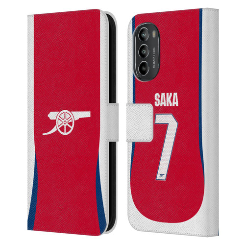 Arsenal FC 2024/25 Players Home Kit Bukayo Saka Leather Book Wallet Case Cover For Motorola Moto G82 5G