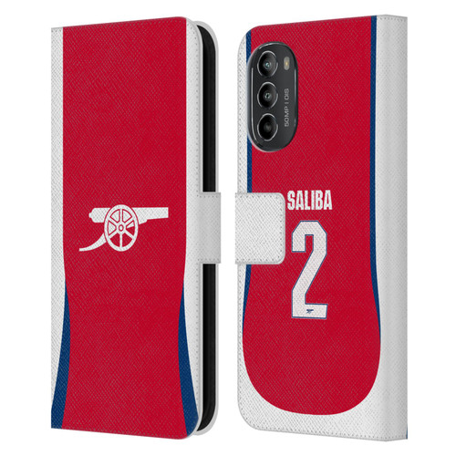 Arsenal FC 2024/25 Players Home Kit William Saliba Leather Book Wallet Case Cover For Motorola Moto G82 5G