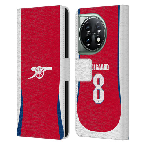 Arsenal FC 2024/25 Players Home Kit Martin Ødegaard Leather Book Wallet Case Cover For OnePlus 11 5G