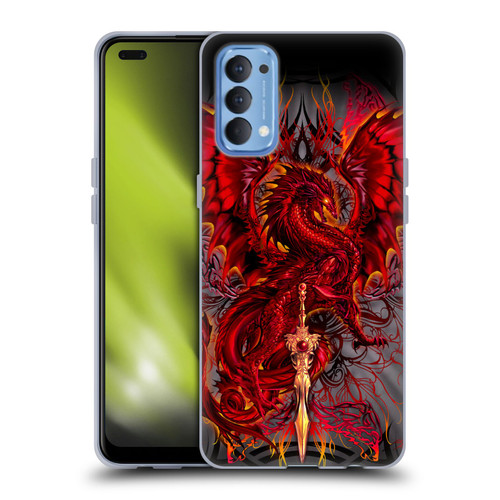 Ruth Thompson Art Red Tribal Dragon With Sword Soft Gel Case for OPPO Reno 4 5G