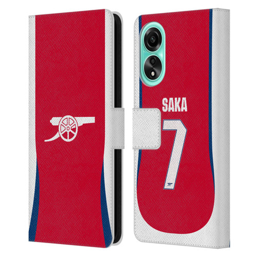Arsenal FC 2024/25 Players Home Kit Bukayo Saka Leather Book Wallet Case Cover For OPPO A78 4G Arsenal FC 2024/25 Players Home Kit Bukayo Saka Leather Book Wallet Case Cover For OPPO A78 4G