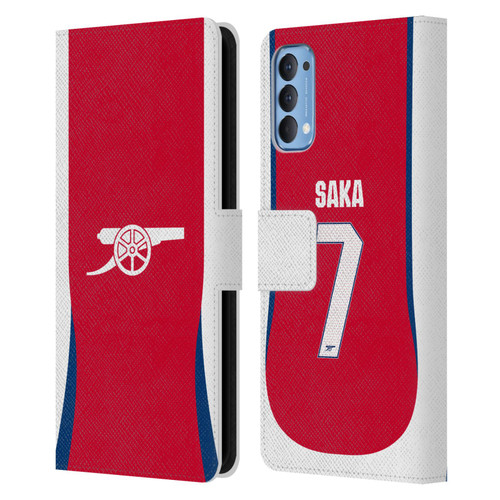 Arsenal FC 2024/25 Players Home Kit Bukayo Saka Leather Book Wallet Case Cover For OPPO Reno 4 5G