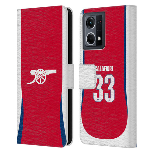 Arsenal FC 2024/25 Players Home Kit Riccardo Calafiori Leather Book Wallet Case Cover For OPPO Reno8 4G