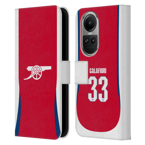 Arsenal FC 2024/25 Players Home Kit Riccardo Calafiori Leather Book Wallet Case Cover For OPPO Reno10 5G / Reno10 Pro 5G