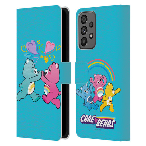 Care Bears Characters Funshine, Cheer And Grumpy Group 2 Leather Book Wallet Case Cover For Samsung Galaxy A73 5G (2022)