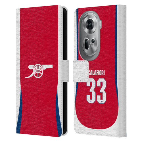 Arsenal FC 2024/25 Players Home Kit Riccardo Calafiori Leather Book Wallet Case Cover For OPPO Reno11 Pro