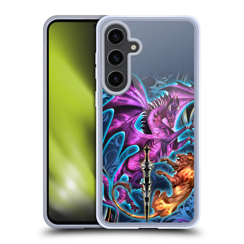 Ruth Thompson Art Purple Dragon, Sword & Lion Soft Gel Case for Samsung Galaxy S24+ 5G