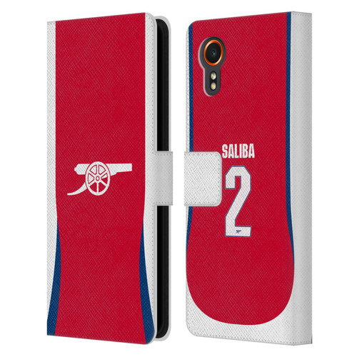 Arsenal FC 2024/25 Players Home Kit William Saliba Leather Book Wallet Case Cover For Samsung Galaxy Xcover7 5G