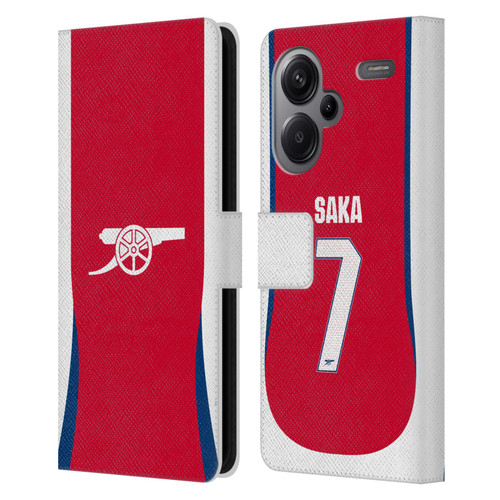 Arsenal FC 2024/25 Players Home Kit Bukayo Saka Leather Book Wallet Case Cover For Xiaomi Redmi Note 13 Pro Plus 5G