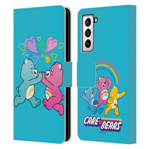 Care Bears Characters Funshine, Cheer And Grumpy Group 2 Leather Book Wallet Case Cover For Samsung Galaxy S21 5G