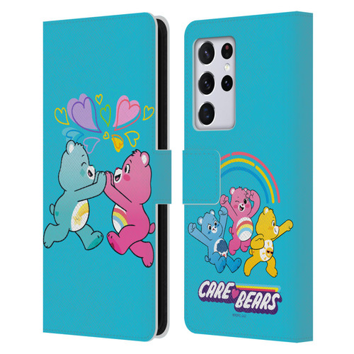 Care Bears Characters Funshine, Cheer And Grumpy Group 2 Leather Book Wallet Case Cover For Samsung Galaxy S21 Ultra 5G