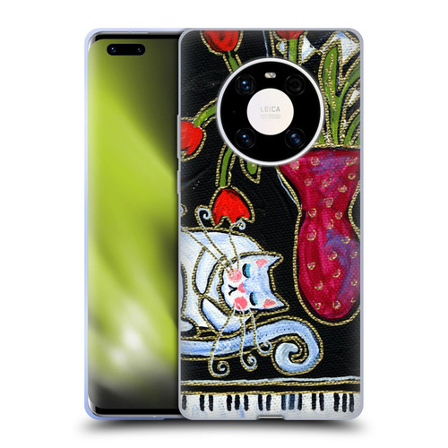 Wyanne Cat Kitty Asleep On The Piano Soft Gel Case for Huawei Mate 40 Pro 5G
