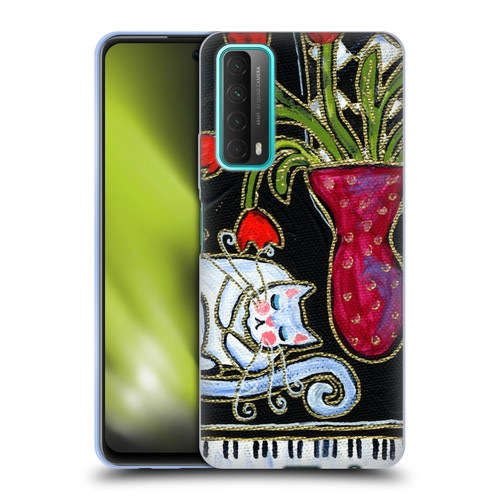 Wyanne Cat Kitty Asleep On The Piano Soft Gel Case for Huawei P Smart (2021)