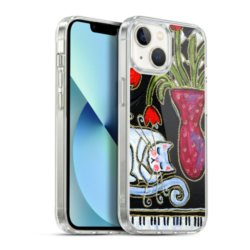 Wyanne Cat Kitty Asleep On The Piano Soft Gel Case for Apple iPhone 13