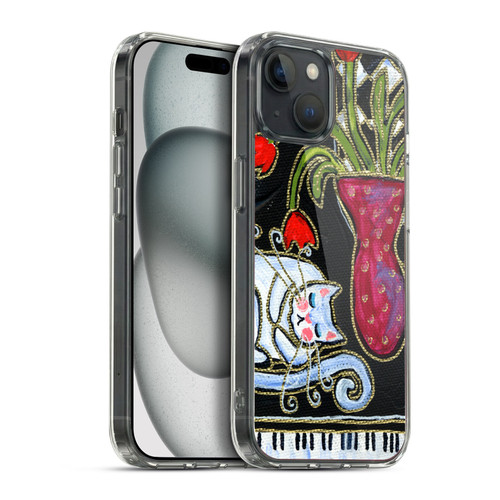 Wyanne Cat Kitty Asleep On The Piano Soft Gel Case for Apple iPhone 15 Plus & MagSafe