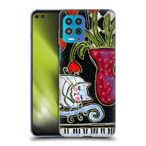 Wyanne Cat Kitty Asleep On The Piano Soft Gel Case for Motorola Moto G100