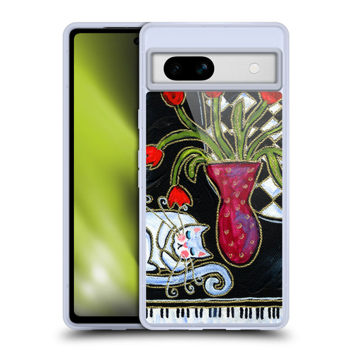 Wyanne Cat Kitty Asleep On The Piano Soft Gel Case for Google Pixel 7a