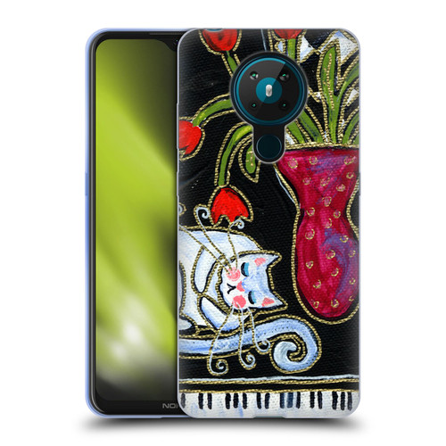 Wyanne Cat Kitty Asleep On The Piano Soft Gel Case for Nokia 5.3