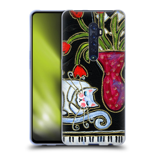 Wyanne Cat Kitty Asleep On The Piano Soft Gel Case for OPPO Reno 2