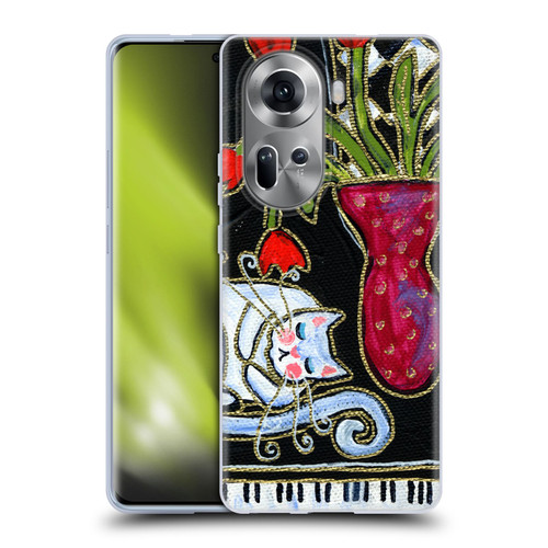 Wyanne Cat Kitty Asleep On The Piano Soft Gel Case for OPPO Reno11
