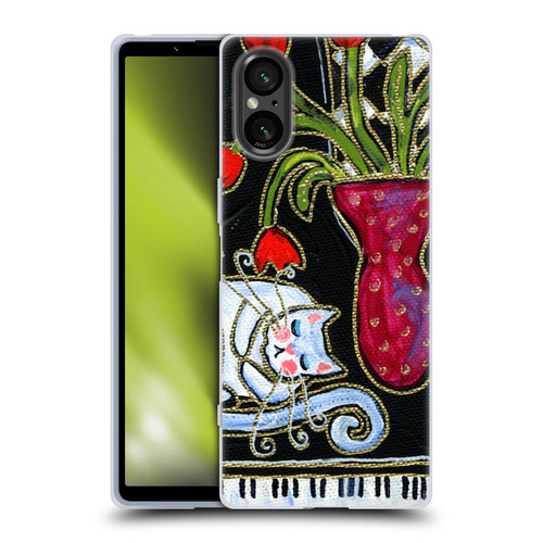 Wyanne Cat Kitty Asleep On The Piano Soft Gel Case for Sony Xperia 5 V 5G