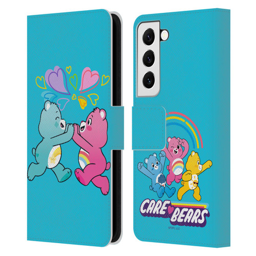 Care Bears Characters Funshine, Cheer And Grumpy Group 2 Leather Book Wallet Case Cover For Samsung Galaxy S22 5G