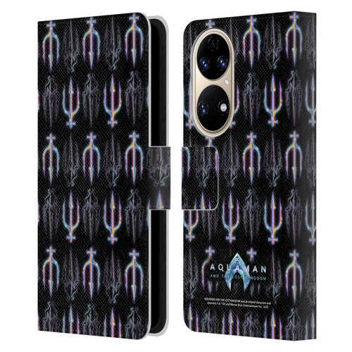 Aquaman And The Lost Kingdom Graphics Trident Pattern Leather Book Wallet Case Cover For Huawei P50