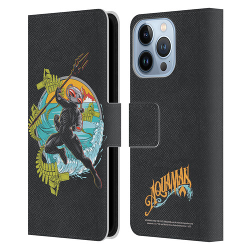 Aquaman And The Lost Kingdom Graphics Black Manta Art Leather Book Wallet Case Cover For Apple iPhone 13 Pro