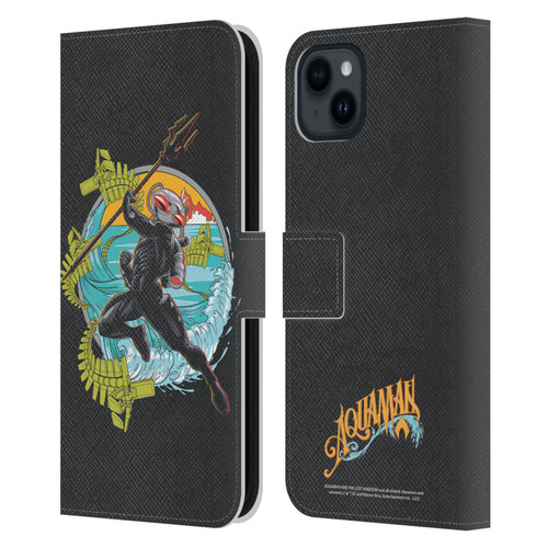 Aquaman And The Lost Kingdom Graphics Black Manta Art Leather Book Wallet Case Cover For Apple iPhone 15 Plus