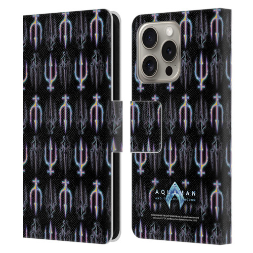 Aquaman And The Lost Kingdom Graphics Trident Pattern Leather Book Wallet Case Cover For Apple iPhone 16 Pro