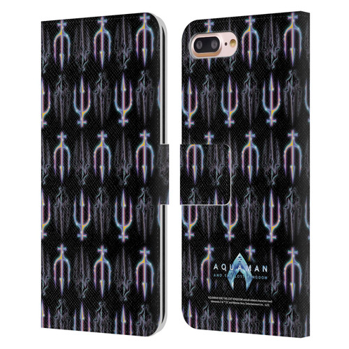 Aquaman And The Lost Kingdom Graphics Trident Pattern Leather Book Wallet Case Cover For Apple iPhone 7 Plus / iPhone 8 Plus