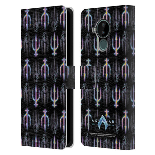 Aquaman And The Lost Kingdom Graphics Trident Pattern Leather Book Wallet Case Cover For Nokia C30
