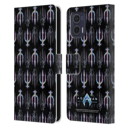 Aquaman And The Lost Kingdom Graphics Trident Pattern Leather Book Wallet Case Cover For Motorola Moto G73 5G
