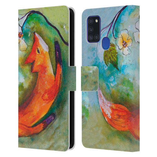 Wyanne Animals Fox In The Round Leather Book Wallet Case Cover For Samsung Galaxy A21s (2020)