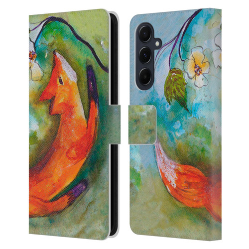 Wyanne Animals Fox In The Round Leather Book Wallet Case Cover For Samsung Galaxy A55 5G