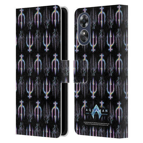 Aquaman And The Lost Kingdom Graphics Trident Pattern Leather Book Wallet Case Cover For OPPO A17