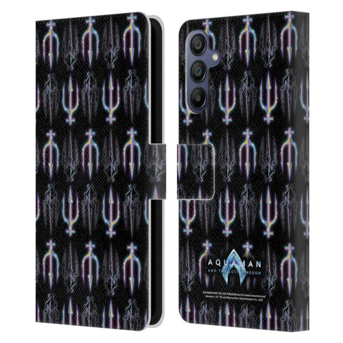 Aquaman And The Lost Kingdom Graphics Trident Pattern Leather Book Wallet Case Cover For Samsung Galaxy A15